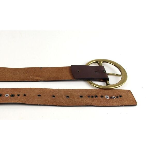 CLASSIC BROWN REAL LEATHER 1.5"Wd STUDDED DRESS CASUAL WOMEN'S BELT Sz S/M (E97 - Picture 12 of 12